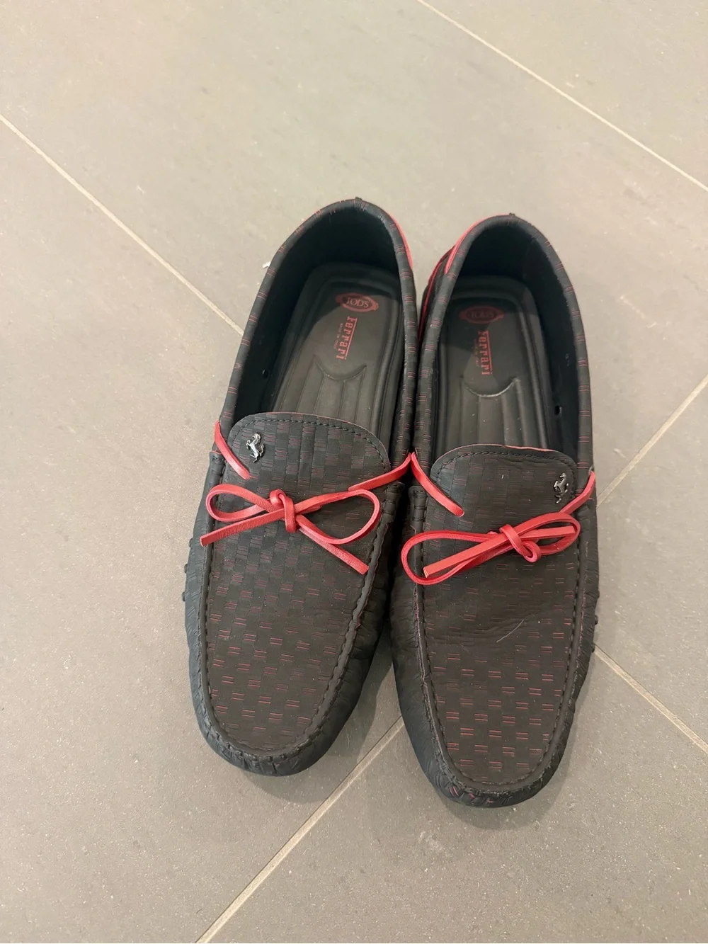 Tod's x Ferrari Black Driving Loafers with Red Accents - Men’s Slip-On